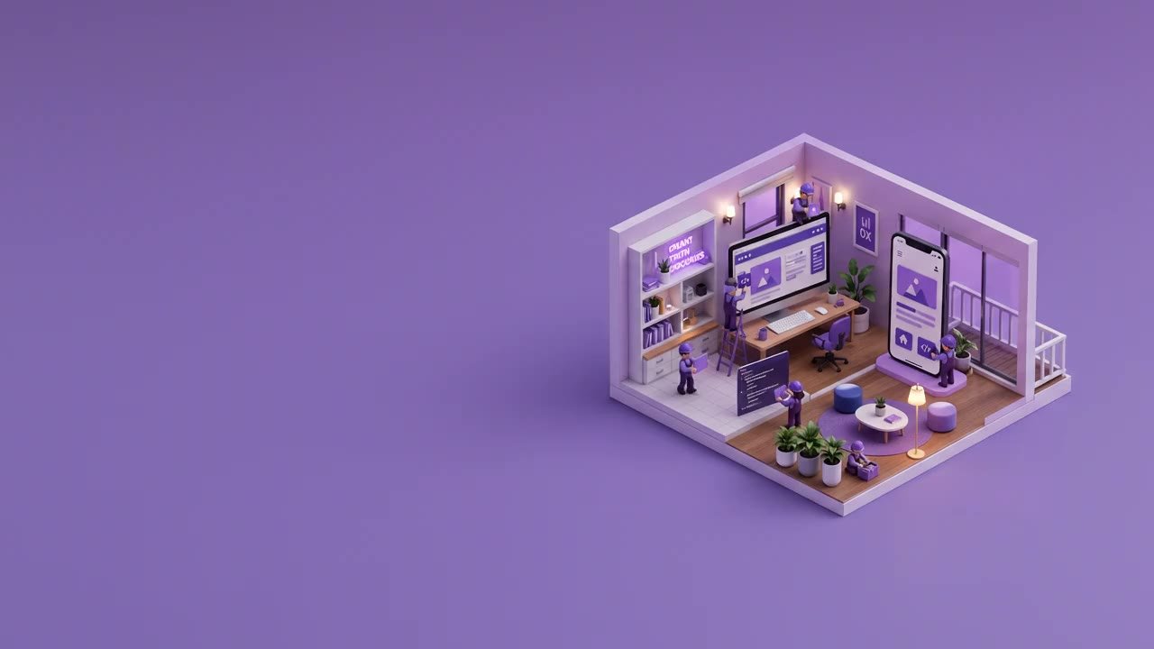 A miniature construction crew building a website — Project Web by Ghale